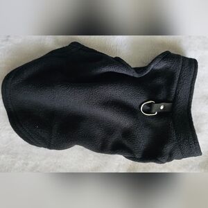 Black Fleece Pull Over Dog Coat with Metal Ring